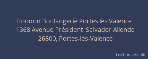 Honorin Boulangerie Portes l&egrave;s Valence