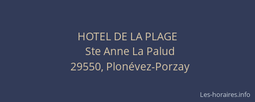 HOTEL DE LA PLAGE