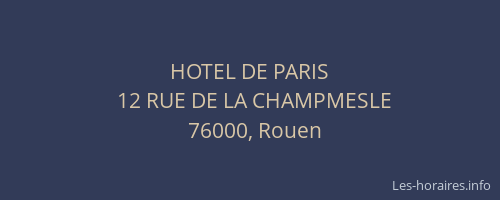 HOTEL DE PARIS
