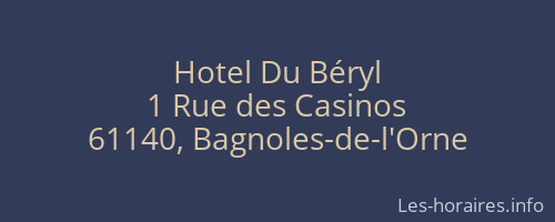 Hotel Du Béryl