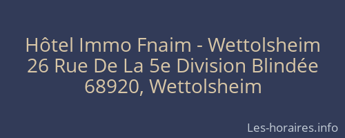 Hôtel Immo Fnaim - Wettolsheim