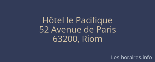Hôtel le Pacifique