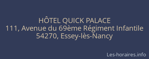 HÔTEL QUICK PALACE