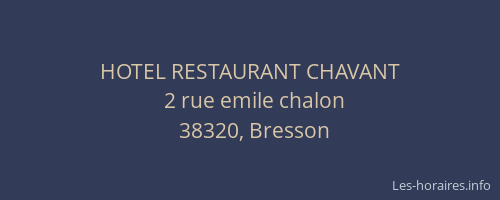 HOTEL RESTAURANT CHAVANT
