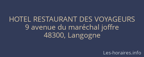 HOTEL RESTAURANT DES VOYAGEURS