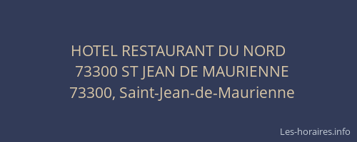 HOTEL RESTAURANT DU NORD