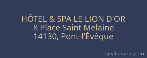 HÔTEL & SPA LE LION D'OR