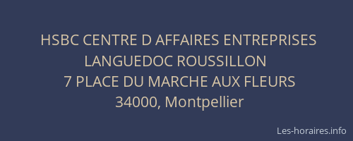 HSBC CENTRE D AFFAIRES ENTREPRISES LANGUEDOC ROUSSILLON
