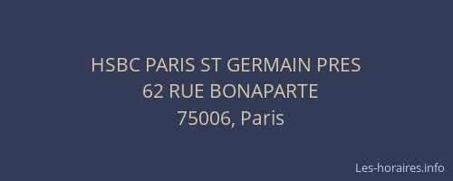 HSBC PARIS ST GERMAIN PRES