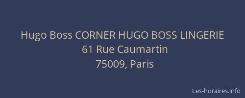 Hugo Boss CORNER HUGO BOSS LINGERIE