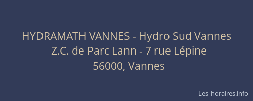 HYDRAMATH VANNES - Hydro Sud Vannes