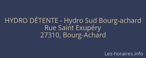HYDRO DÉTENTE - Hydro Sud Bourg-achard