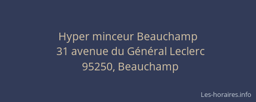Hyper minceur Beauchamp
