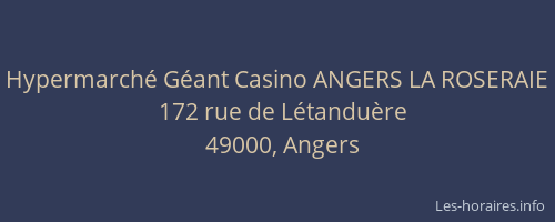 Hypermarché Géant Casino ANGERS LA ROSERAIE