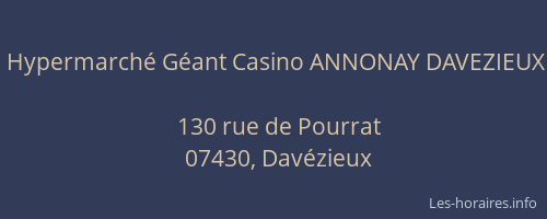 Hypermarché Géant Casino ANNONAY DAVEZIEUX