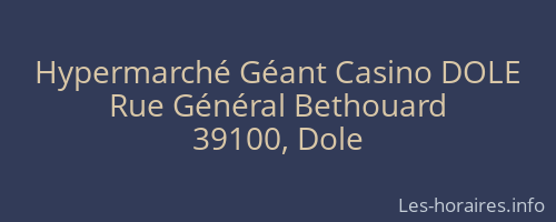 Hypermarché Géant Casino DOLE