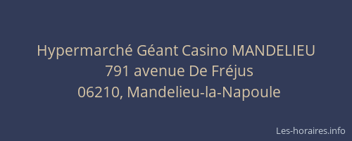Hypermarché Géant Casino MANDELIEU