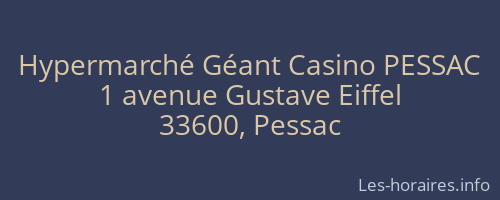 Hypermarché Géant Casino PESSAC