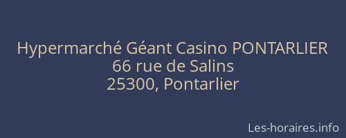 Hypermarché Géant Casino PONTARLIER
