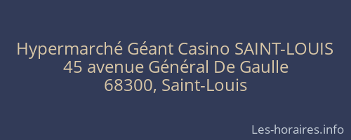 Hypermarché Géant Casino SAINT-LOUIS