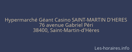 Hypermarché Géant Casino SAINT-MARTIN D'HERES