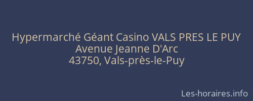 Hypermarché Géant Casino VALS PRES LE PUY