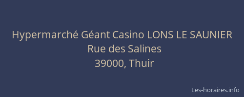 Hypermarché Géant Casino LONS LE SAUNIER