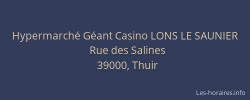 Hypermarch&eacute; G&eacute;ant Casino LONS LE SAUNIER