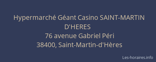 Hypermarché Géant Casino SAINT-MARTIN D'HERES