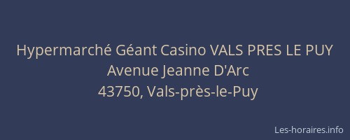 Hypermarché Géant Casino VALS PRES LE PUY