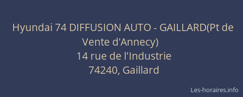 Hyundai 74 DIFFUSION AUTO - GAILLARD(Pt de Vente d'Annecy)