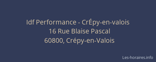 Idf Performance - CrÉpy-en-valois