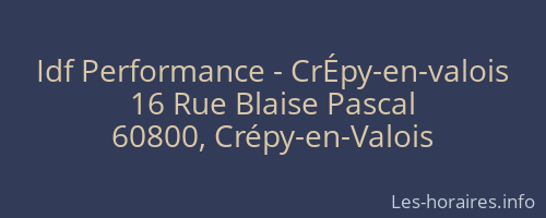 Idf Performance - CrÉpy-en-valois