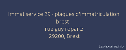 Immat service 29 - plaques d'immatriculation brest