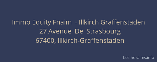 Immo Equity Fnaim  - Illkirch Graffenstaden