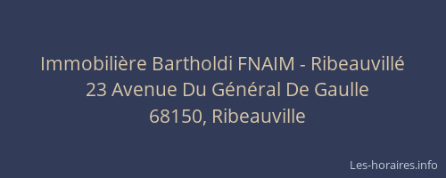 Immobili&egrave;re Bartholdi FNAIM - Ribeauvill&eacute;