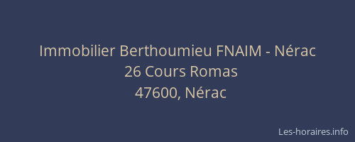 Immobilier Berthoumieu FNAIM - Nérac