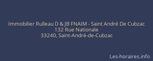 Immobilier Rulleau D & JB FNAIM - Saint André De Cubzac