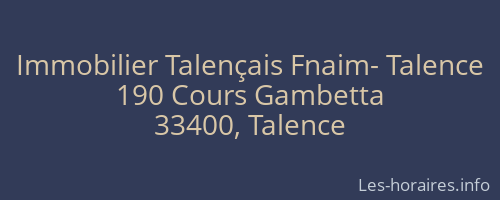 Immobilier Talençais Fnaim- Talence