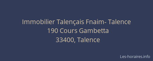 Immobilier Talen&ccedil;ais Fnaim- Talence
