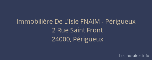 Immobilière De L'Isle FNAIM - Périgueux