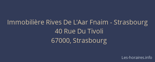 Immobilière Rives De L'Aar Fnaim - Strasbourg