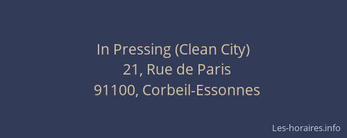 In Pressing (Clean City)