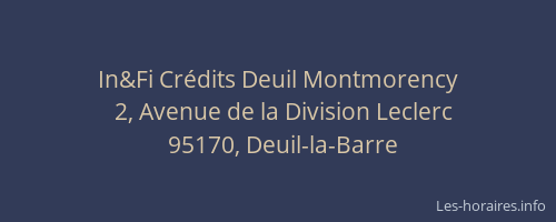 In&Fi Crédits Deuil Montmorency