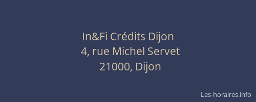 In&Fi Crédits Dijon