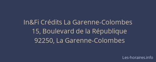 In&Fi Crédits La Garenne-Colombes