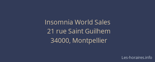 Insomnia World Sales