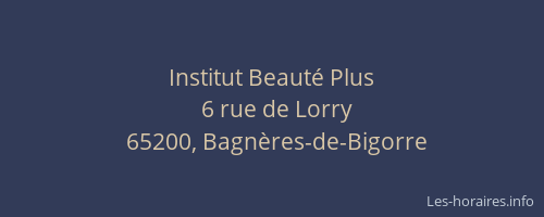 Institut Beaut&eacute; Plus