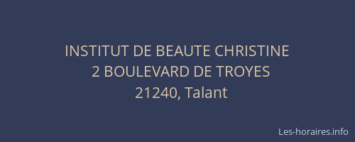 INSTITUT DE BEAUTE CHRISTINE