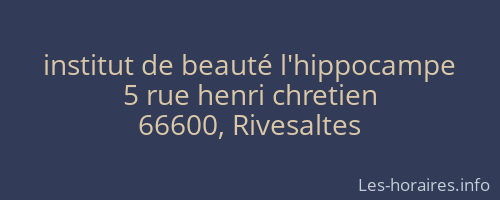 institut de beauté l'hippocampe